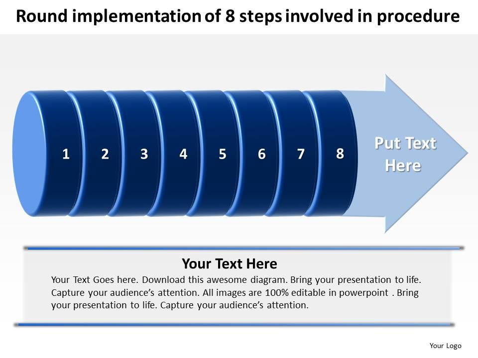 Business powerpoint templates round implementation of 8 steps involved procedure sales ppt slides Slide00