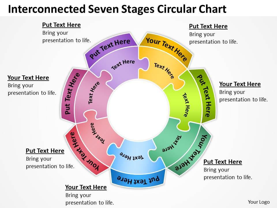 Business process diagram visio seven stages circular chart concept powerpoint templates Slide01
