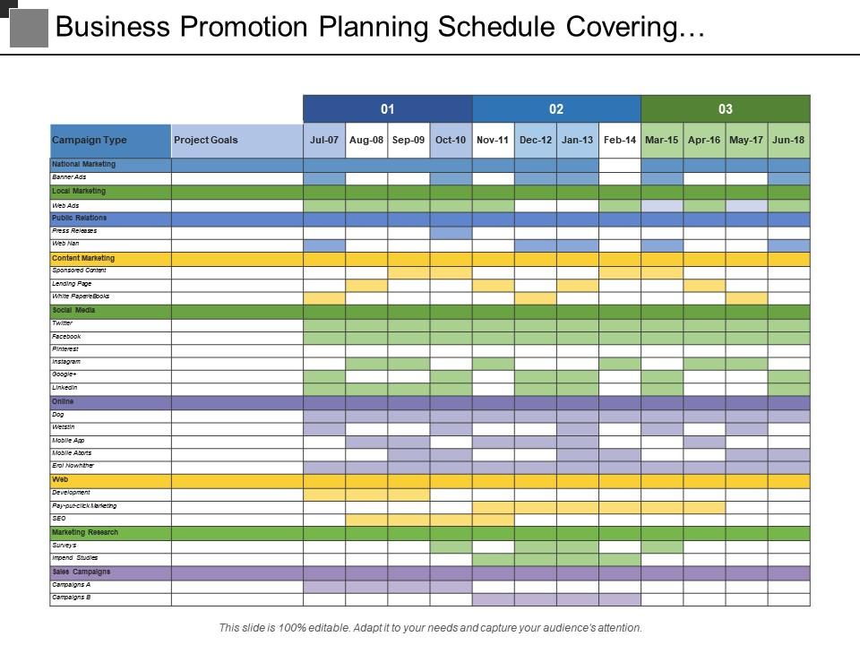 business_promotion_planning_schedule_covering_campaign_type_with_project_goals_Slide01