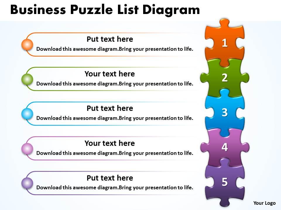 Business puzzle list diagarm powerpoint templates 0812 Slide00