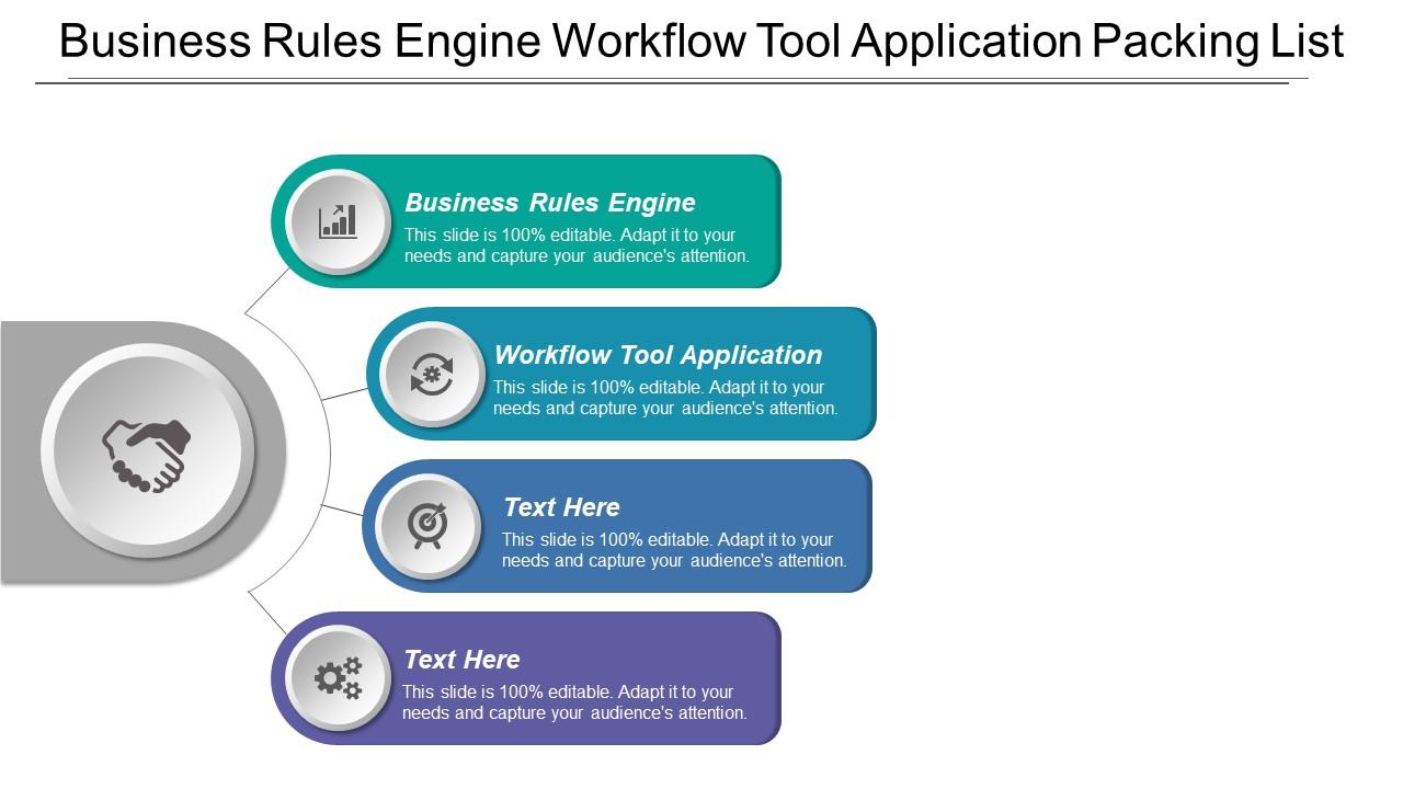 Business rules engine workflow tool application packing list Slide01