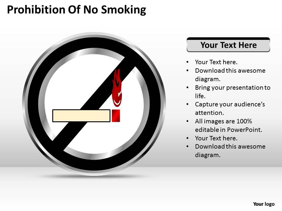Business strategy prohibition of no smoking powerpoint templates 0528 Slide00
