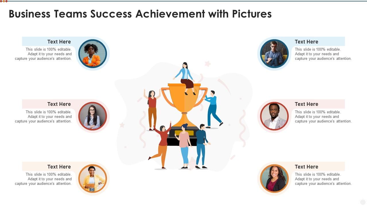 Business teams success achievement with pictures infographic template Slide01