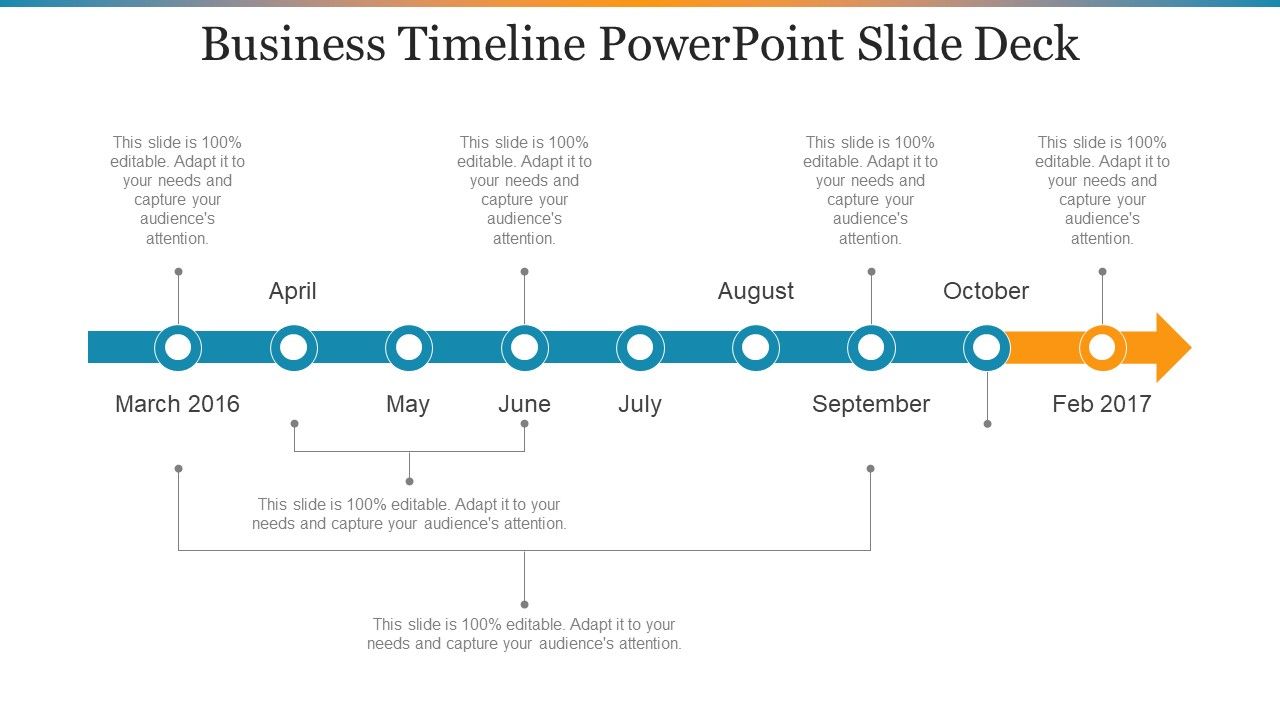 Business timeline powerpoint slide deck