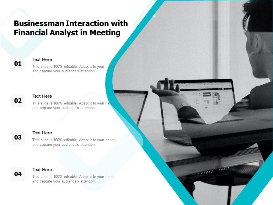 Businessman interaction with financial analyst in meeting Slide01