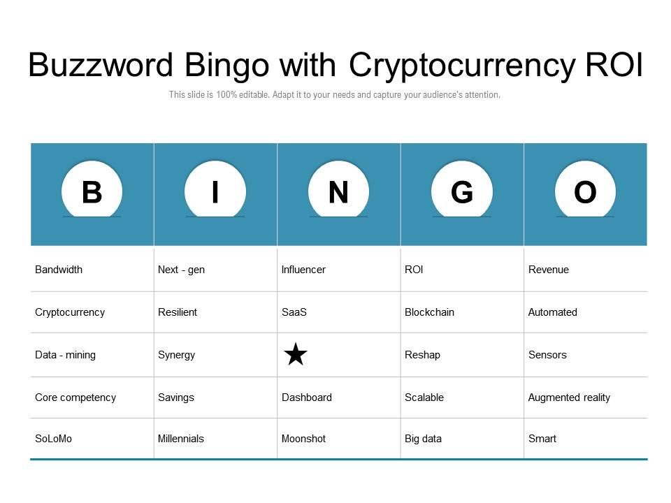 Buzzword bingo with cryptocurrency roi Slide01