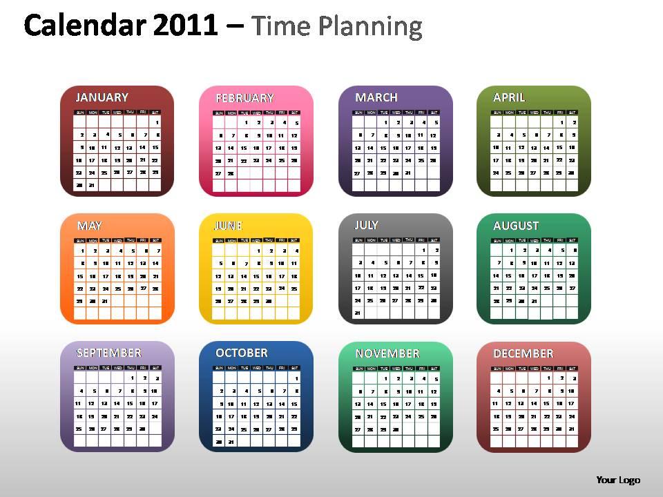 Calendar 2011 time planning powerpoint presentation slides Slide01