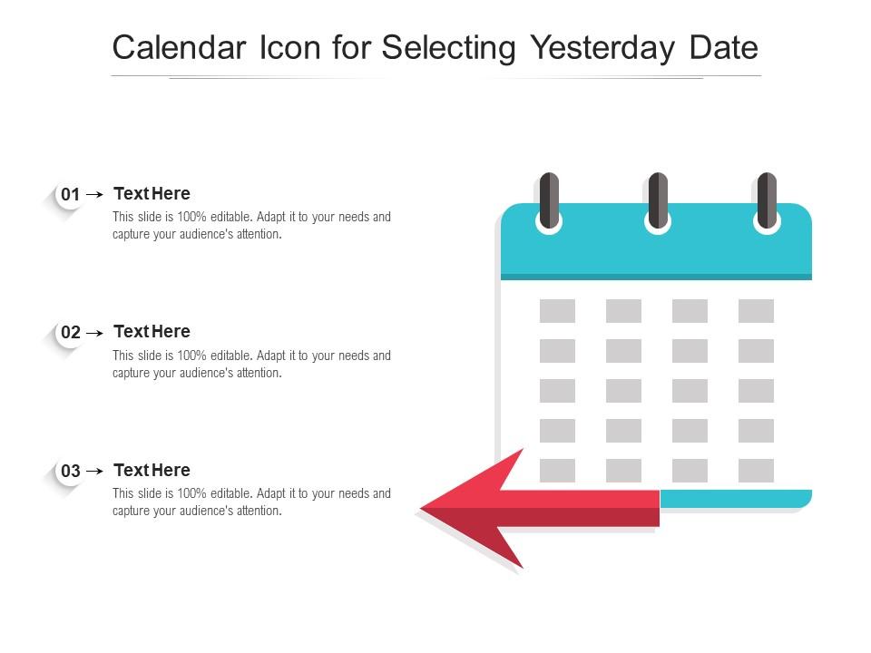 Calendar Icon For Selecting Yesterday Date Presentation Graphics