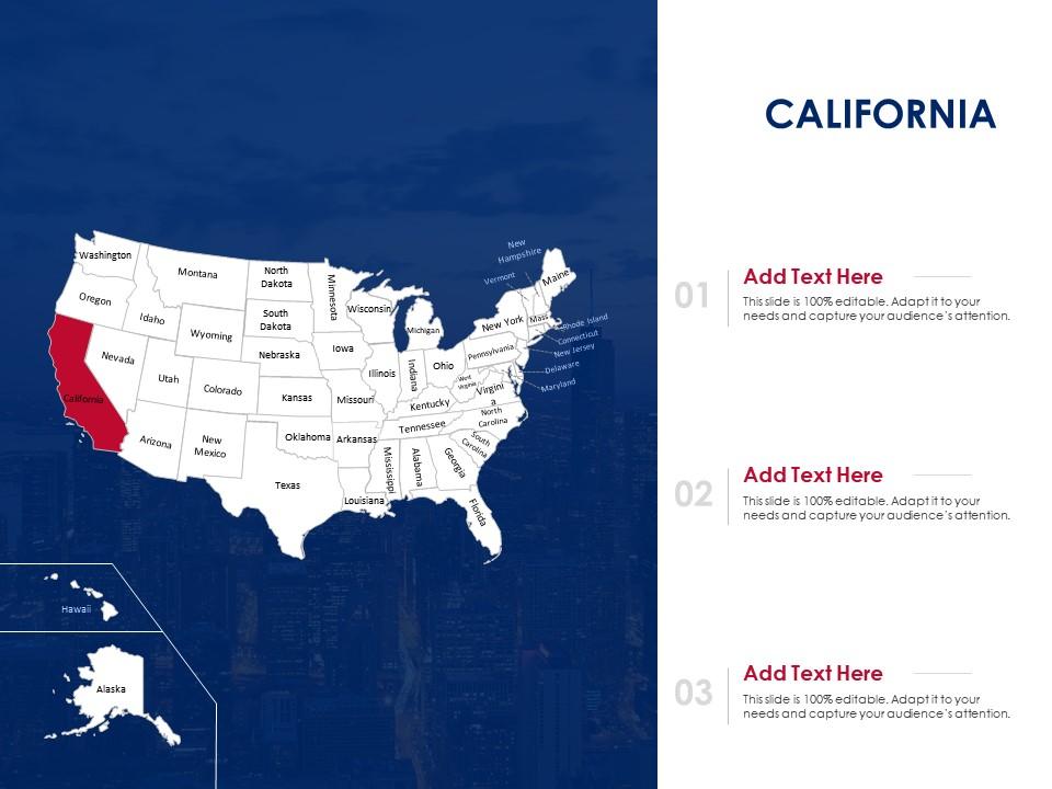 California map powerpoint presentation ppt template Slide01