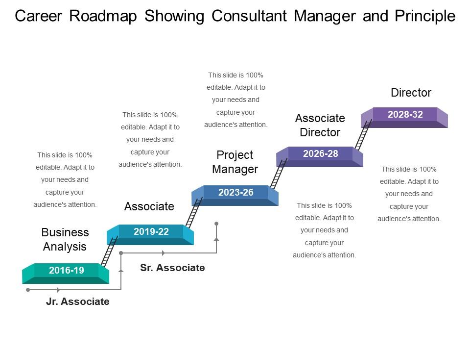 Career roadmap showing consultant manager and principle Slide01