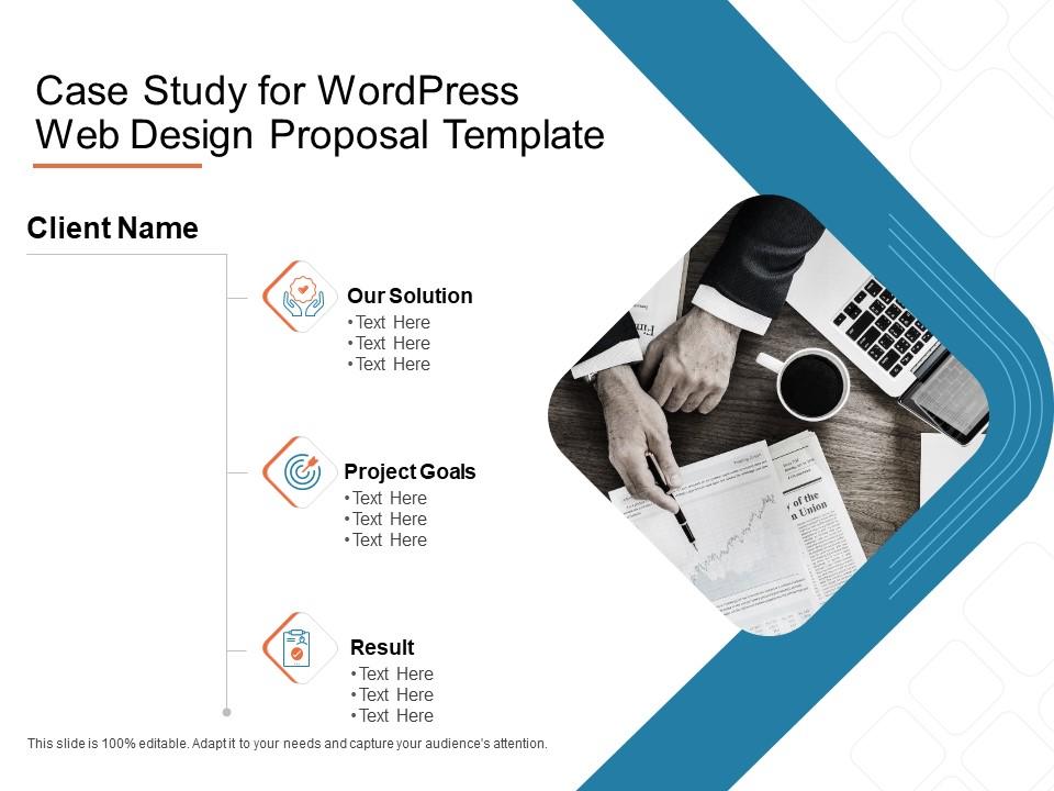Case study for wordpress web design proposal template ppt powerpoint slides