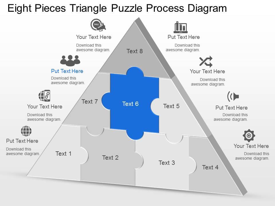 Cd Eight Pieces Triangle Puzzle Process Diagram Powerpoint Template Powerpoint Slide Presentation Sample Slide Ppt Template Presentation