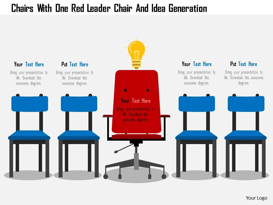 chairs_with_one_red_leader_chair_and_idea_generation_flat_powerpoint_design_Slide01