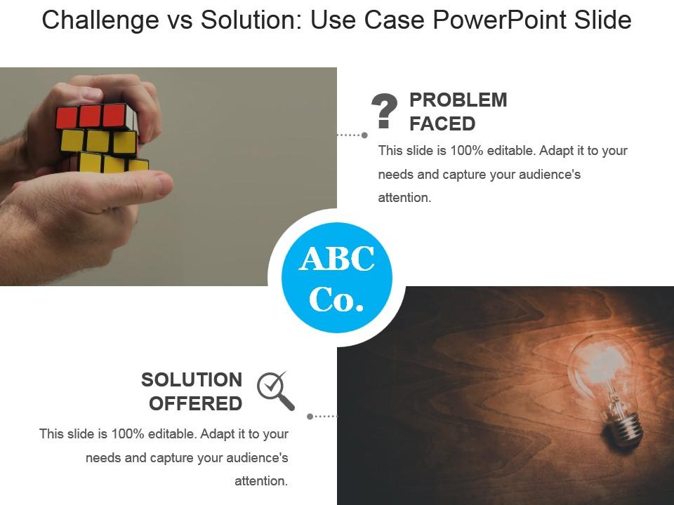Challenge vs solution use case powerpoint slide Slide00