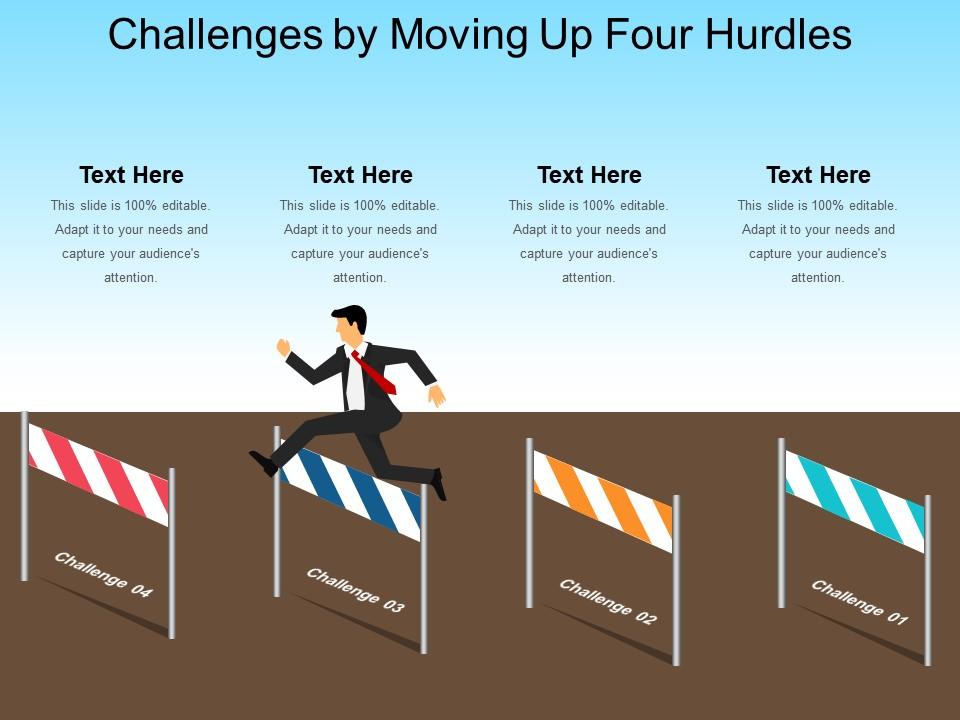 Challenges By Moving Up Four Hurdles Presentation PowerPoint Images