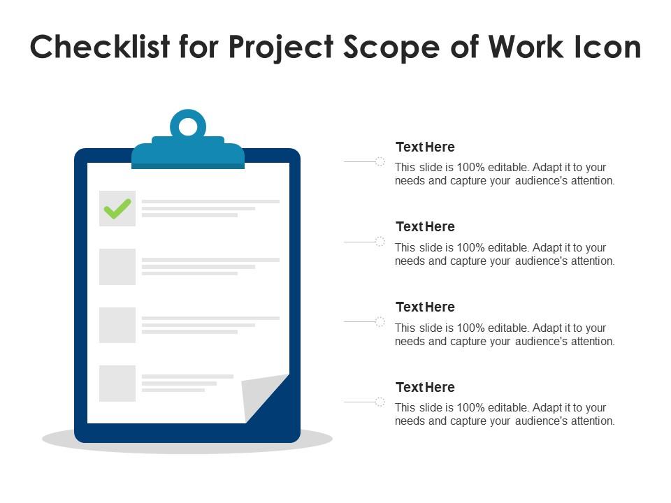 Checklist For Project Scope Of Work Icon Presentation Graphics