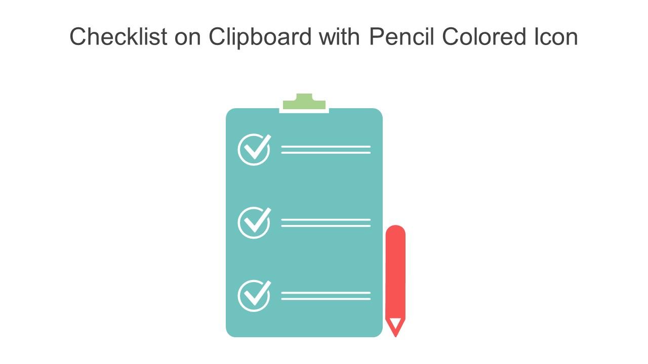 Checklist On Clipboard With Pencil Colored Icon In Powerpoint Pptx Png