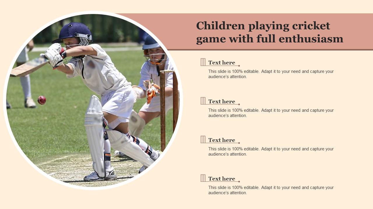 Children Playing Cricket Game With Full Enthusiasm