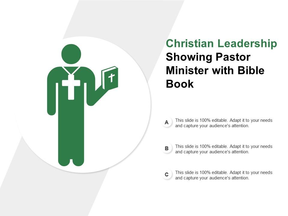 Christian leadership showing pastor minister with bible book Slide01