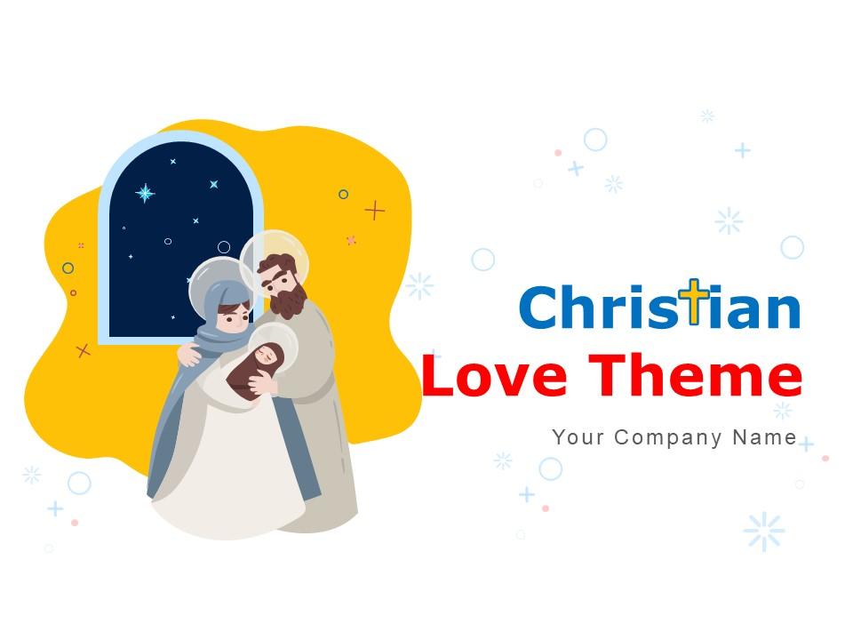 Christian Love Theme Think Bubble Cross Sign Icon With Jesus Slide01