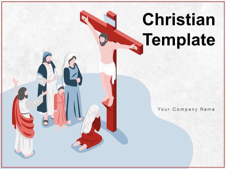 Christian Template Cross Church Windows Benches Golden Praying Multicolor Slide01