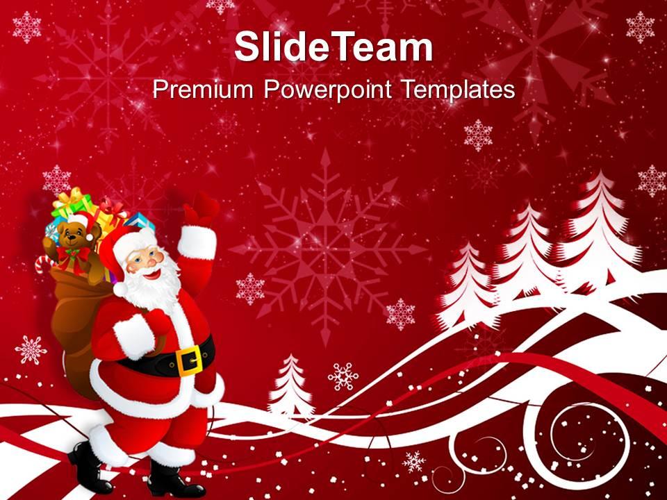 Christmas Clipart Happy Santa Claus On Background Powerpoint Templates Ppt  For Slides | Presentation Graphics | Presentation PowerPoint Example |  Slide Templates