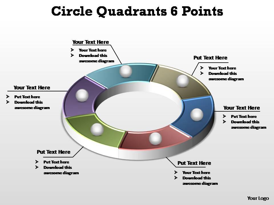 Circle quadrants 6 points editable powerpoint templates Slide01