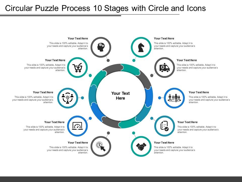 Circular puzzle process 10 stages with circle and icons Slide01