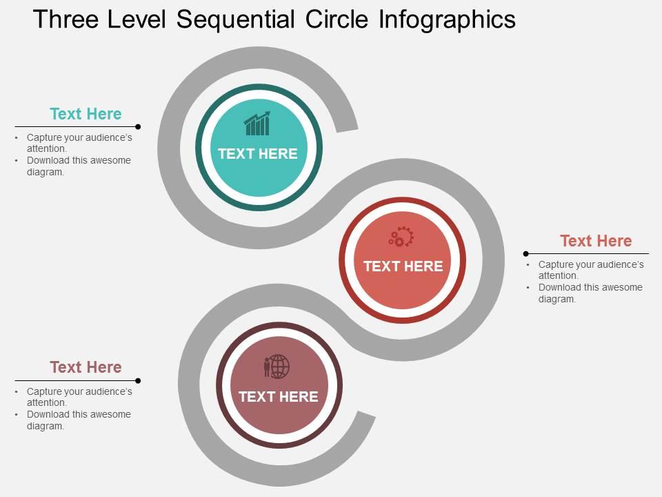 ck Three Level Sequential Circle Infographics Flat Powerpoint Design ...