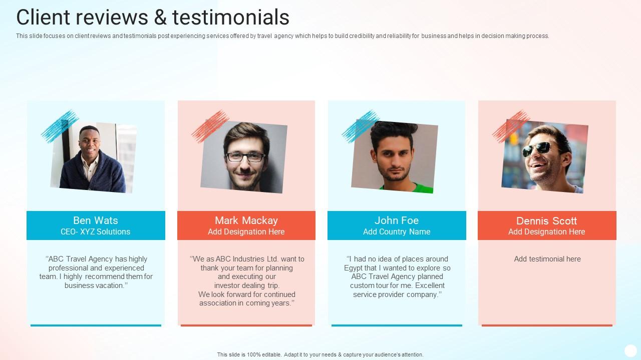 Client Reviews And Testimonials Online Travel Agency Company Profile