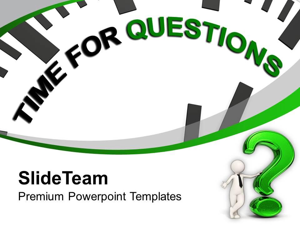 Clock with tag time for questions powerpoint templates ppt backgrounds for slides 0213 Slide01