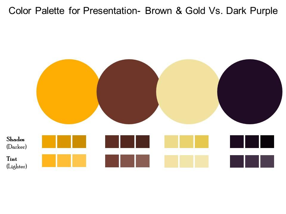 Color Palette For Presentation Brown And Gold Vs Dark Purple