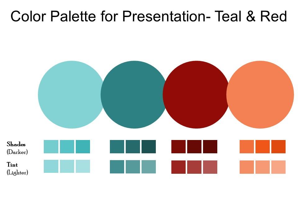 Color palette for presentation teal and red Slide01