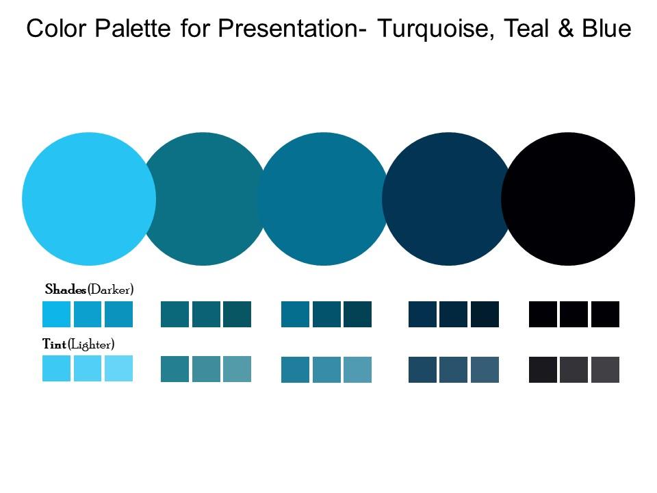 Color Palette For Presentation Turquoise Teal And Blue PowerPoint