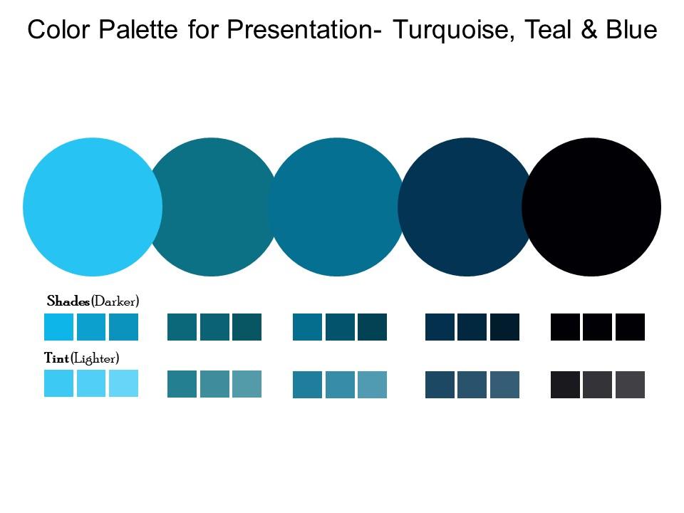 Color palette for presentation turquoise teal and blue Slide01