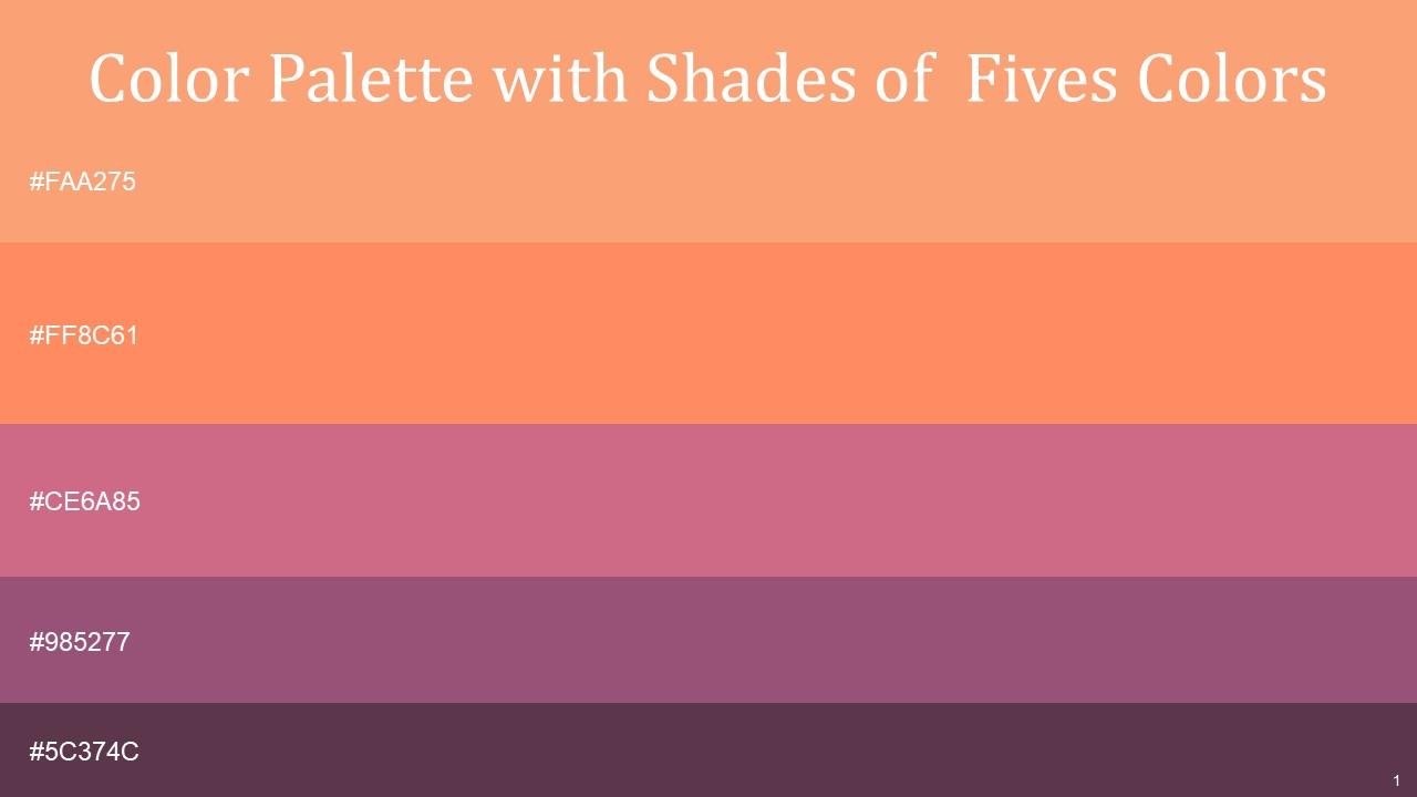 Color Palette With Five Shade Atomic Tangerine Salmon Charm Cannon Pink