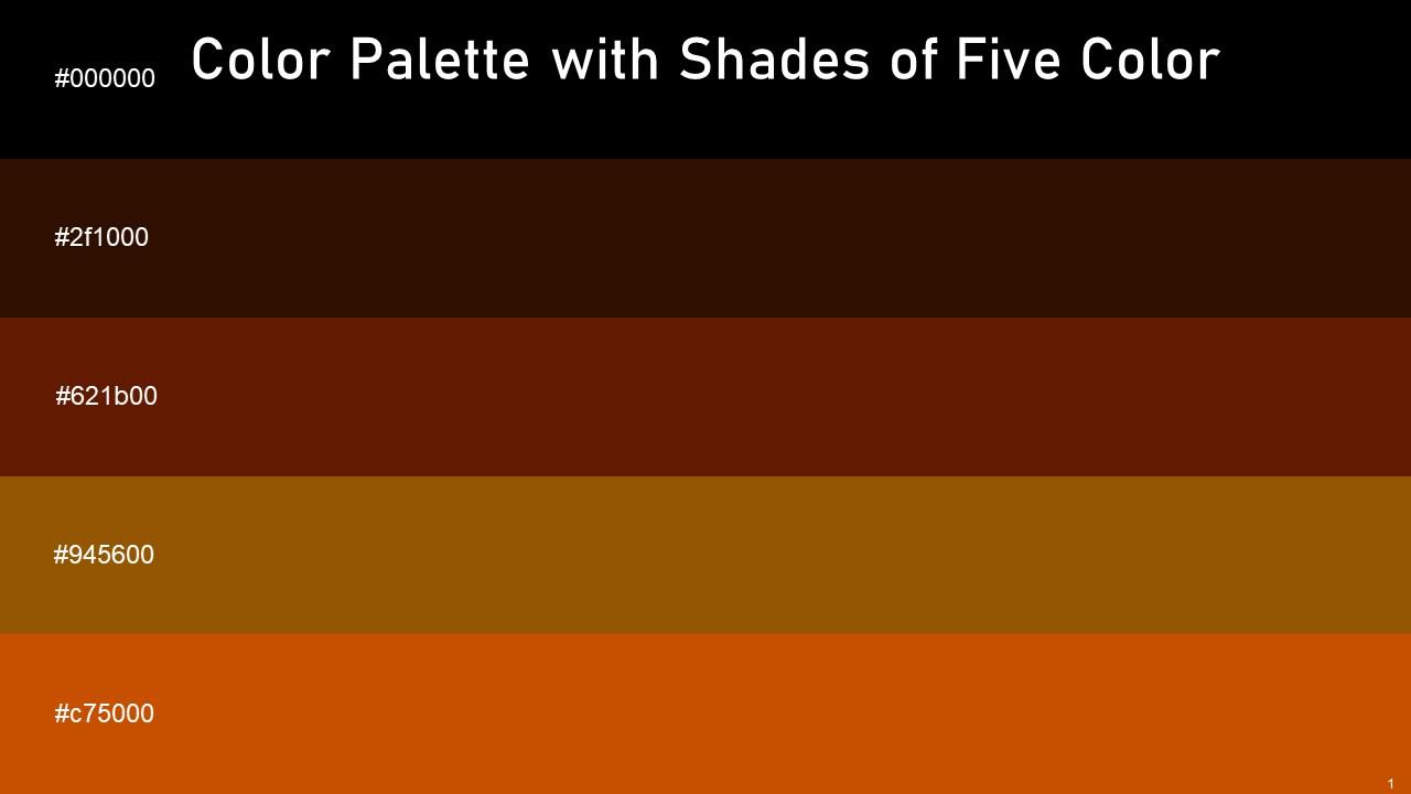 Color Palette With Five Shade Black Brown Pod Cedar Wood Finish Brown
