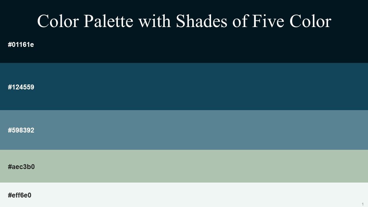 Color Palette With Five Shade Blue Charcoal Eden Smalt Blue Spring Rain
