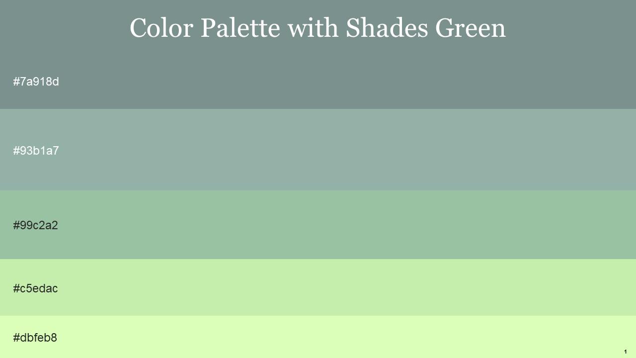 Color Palette With Five Shade Blue Smoke Cascade Summer Green Tea Green