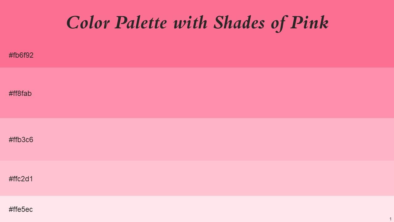 Color Palette With Five Shade Brink Pink Pink Salmon Pink Pink