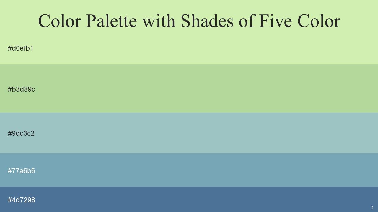 Color Palette With Five Shade Caper Moss Green Shadow Green Neptune ...