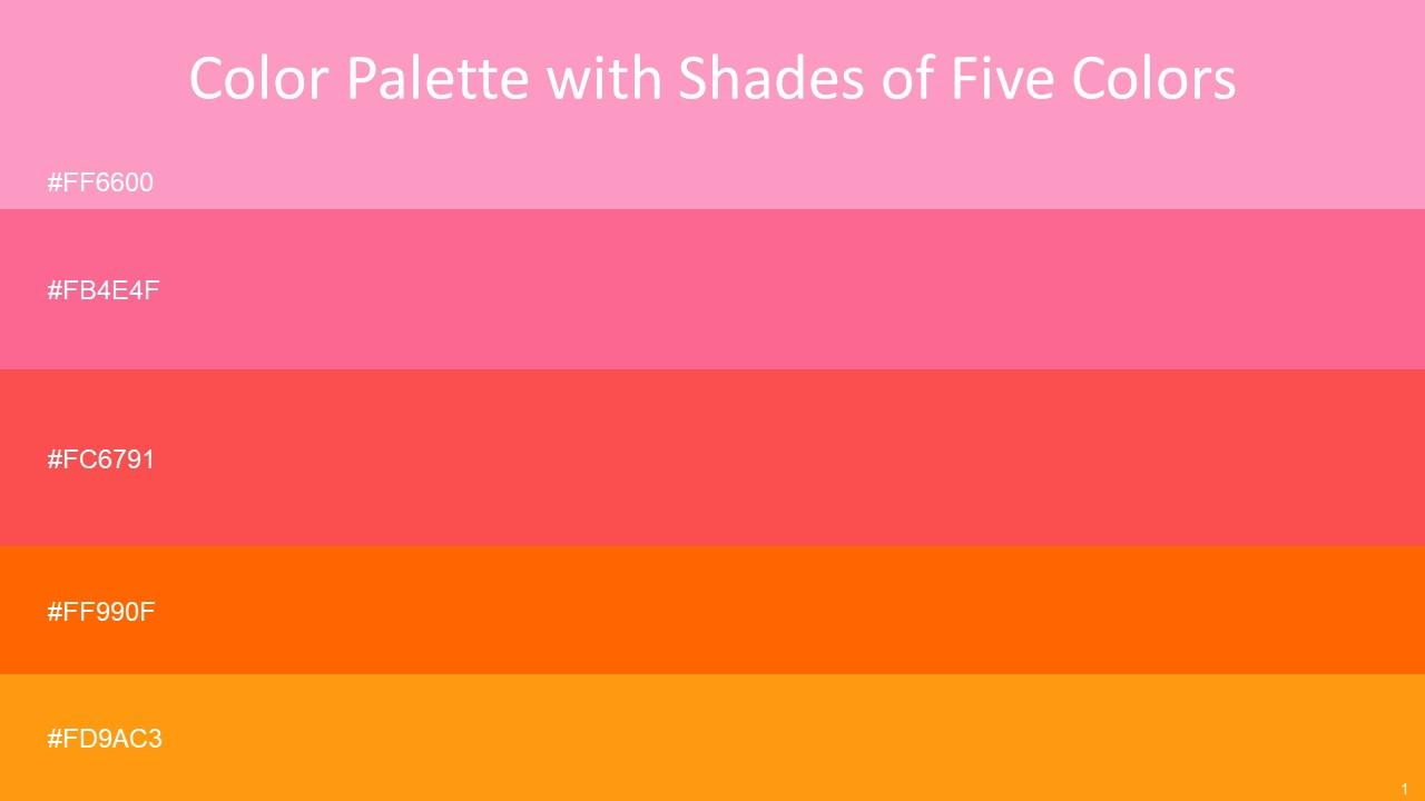 Color Palette With Five Shade Carnation Pink Brink Pink Sunset Orange ...