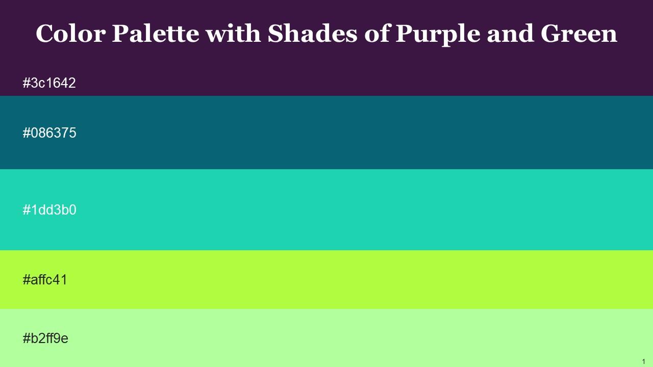 Color Palette With Five Shade Grape Atoll Java Green Yellow Reef PPT Sample