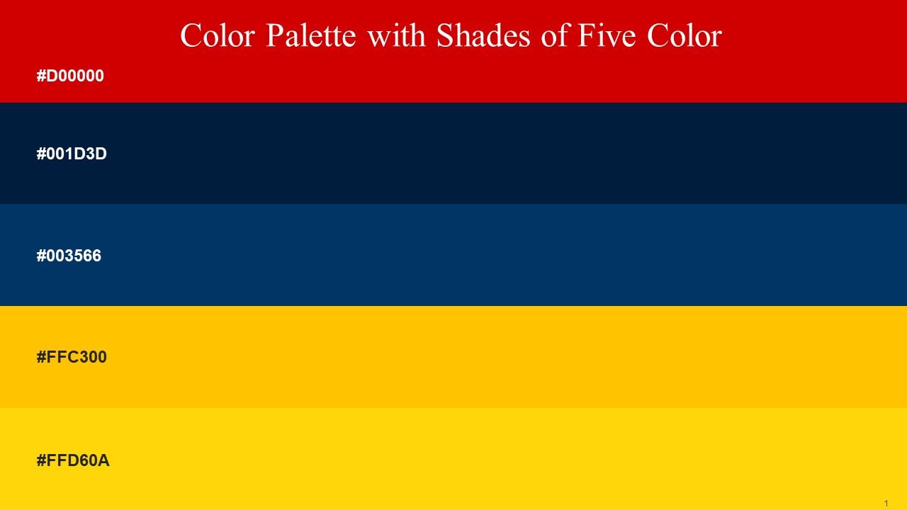 Color Palette With Five Shade Guardsman Red Midnight Midnight Blue Amber Gold