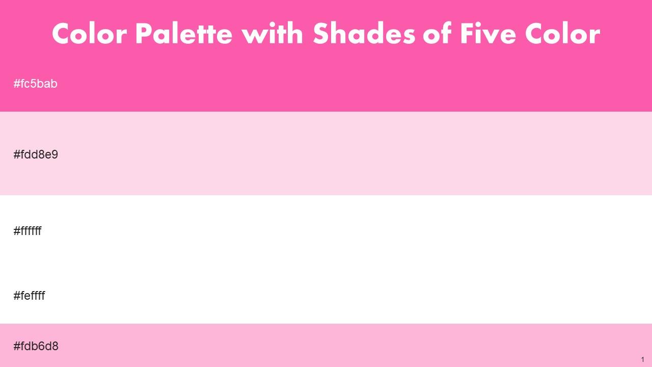 Color Palette With Five Shade Hot Pink Pig Pink White Twilight Blue Lavender Pink Slide01