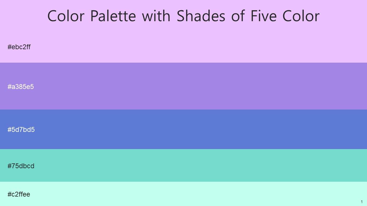 Color Palette With Five Shade Mauve Dull Lavender Havelock Blue Bermuda