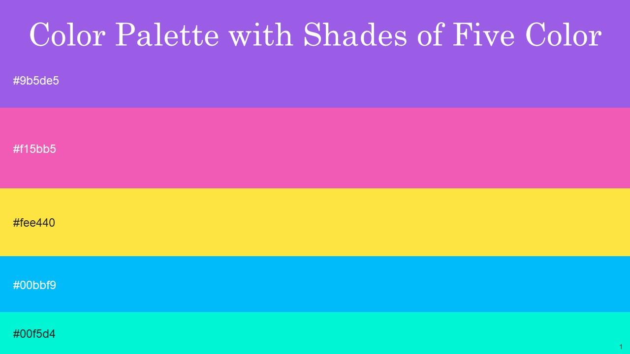 Color Palette With Five Shade Medium Purple Brilliant Rose Bright Sun