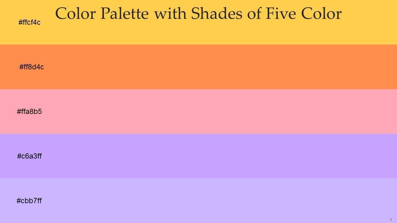 Color Palette With Five Shade Mustard Coral Sundown Mauve Melrose