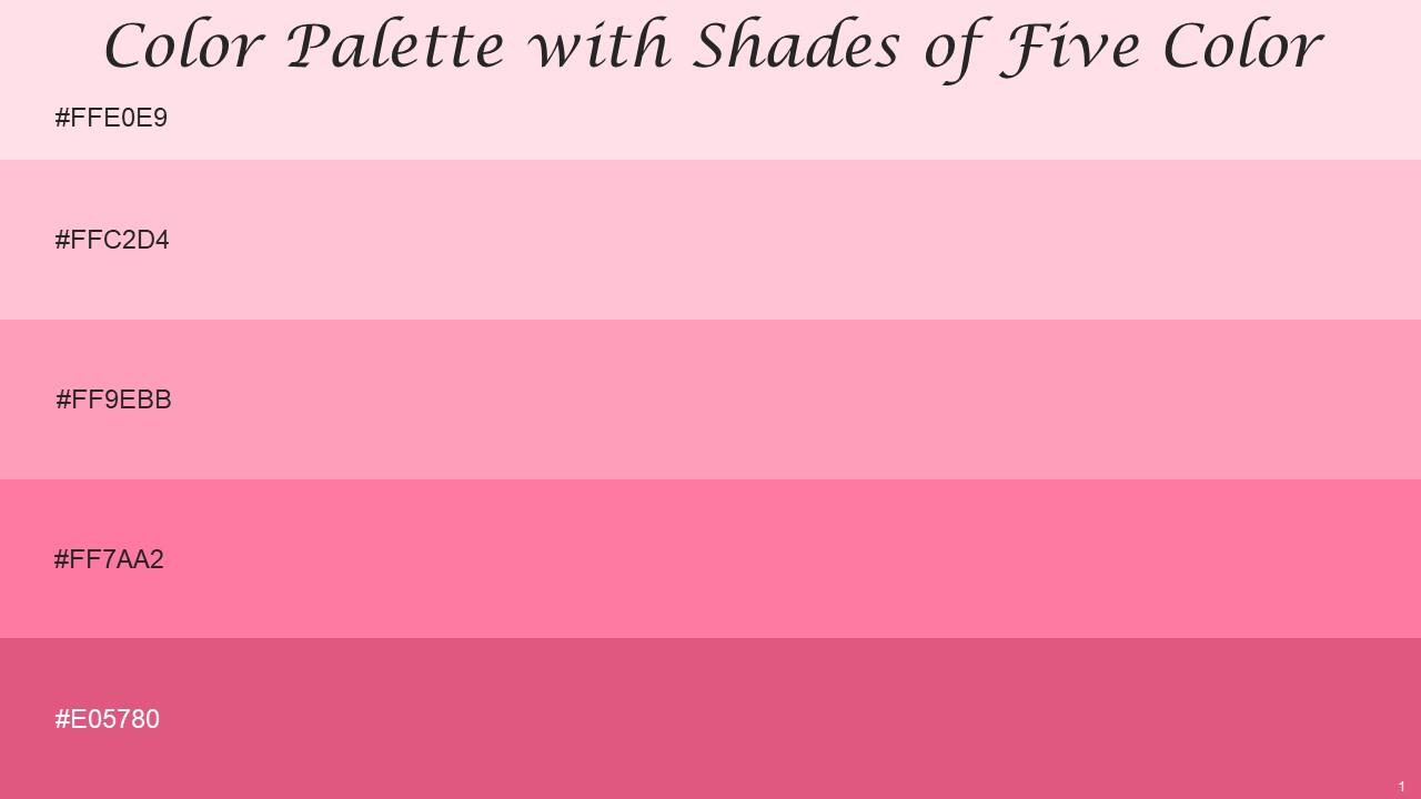 Color Palette With Five Shade Pale Rose Pink Carnation Pink Tickle