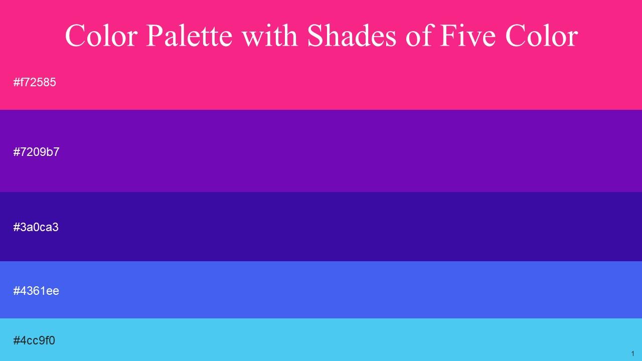 Color Palette With Five Shade Persian Rose Purple Blue Gem Royal Blue  Picton Blue
